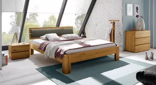 Кровать Bayamo (RO194+RX194) с мягкой спинкой 140*200 из массива дуба купить в Москве - фото №1