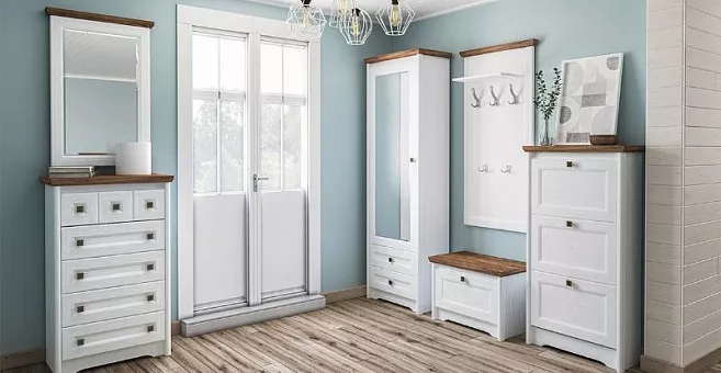 Набор мебели для прихожей Тиволи (Белый структурный/ Дуб стирлинг) купить в Москве - фото №1