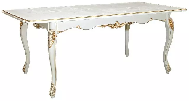Стол прямоугольный «Альба» П4.485.0.07 Слоновая кость с золочением купить в Москве - фото №1