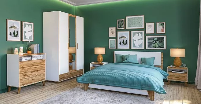 Спальный гарнитур Сканди (Белый/Дуб Вотан) купить в Москве - фото №1