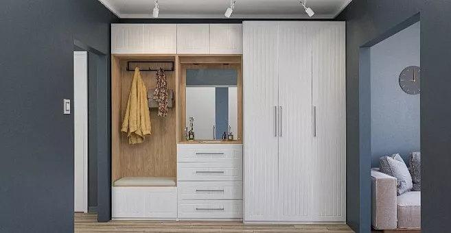 Набор мебели для прихожей Отис 1 П7 МДФ/ПВХ (Белый) купить в Москве - фото №1