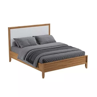 Двуспальная кровать Бридж 160х200 с мягким изголовьем браун/белый лак купить в Москве - фото №1