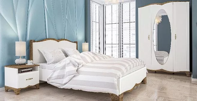 Спальный гарнитур Тиффани 1 (Белый матовый/Дуб Прованс) купить в Москве - фото №1