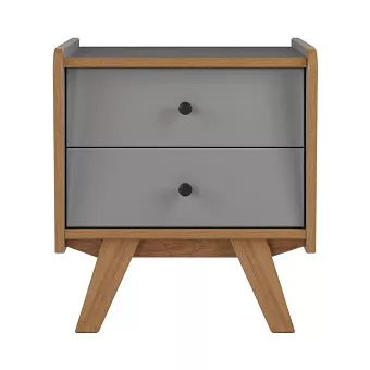 Тумба прикроватная Винтаж 2 ящика серый лак/браун купить в Москве - фото №1