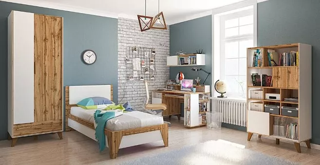 Спальный гарнитур Сканди 2 (Белый/Дуб Вотан) купить в Москве - фото №1