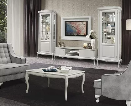 Набор мебели в гостиной Мокко (цвет альба+серебряная патина) купить в Москве - фото №1