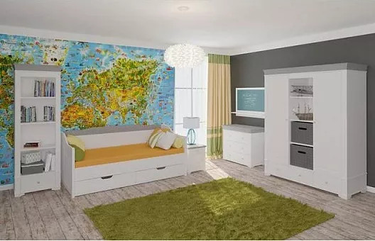 Набор мебели для детской Бейли 1 (цвет белый воск+серый воск) купить в Москве - фото №1