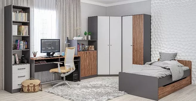 Спальный гарнитур Мальма (Графит/Белый+Дуб Стирлинг) купить в Москве - фото №1