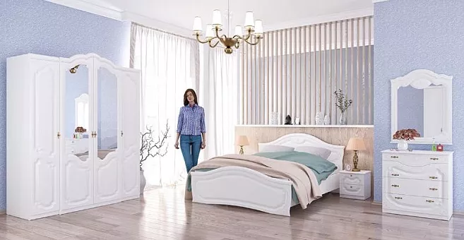 Спальный гарнитур Орхидея (Белое дерево/Белый) купить в Москве - фото №1