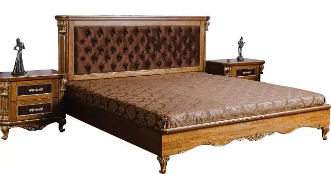 Двуспальная кровать двойная "Альба 16/1п" П 524.05/1 палисандр (с зол., с сер.) купить в Москве - фото №1