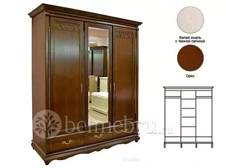 Шкаф для одежды с зеркалом Оскар. ММ-216-01/03 купить в Москве - фото №1