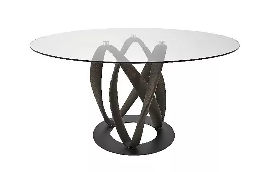 Стол круглый Инфинити (стекло 8 мм) 1200 массив дуба купить в Москве - фото №1