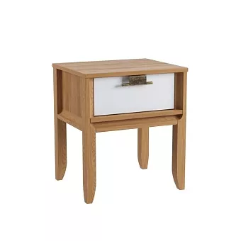 Тумба прикроватная Бридж с 1 ящиком на ножках браун/белый лак купить в Москве - фото №1