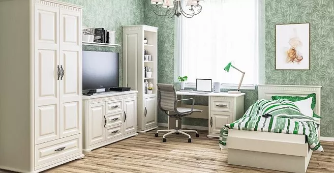 Спальный гарнитур Марсель 1 (Крем/Крем крашеное дерево) купить в Москве - фото №1