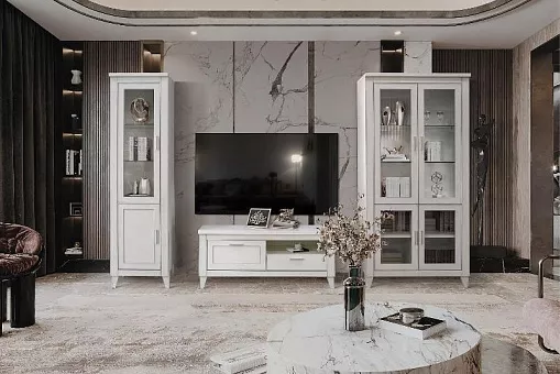 Набор мебели для гостиной Амадей (Слоновая кость с серебром) купить в Москве - фото №1