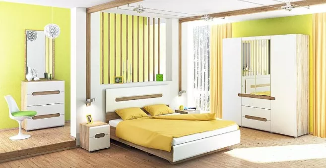 Спальный гарнитур Леонардо 2 (Белое дерево/дуб сонома) купить в Москве - фото №1