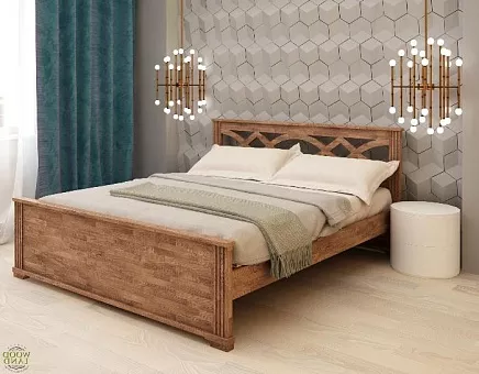 Кровать односпальная Вена резная из массива дуба купить в Москве - фото №1