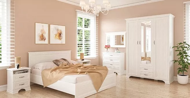 Спальный гарнитур Юнона 1 (Белый структурный) купить в Москве - фото №1