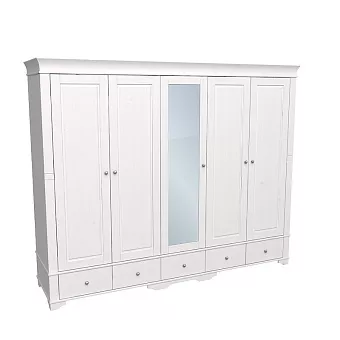 Шкаф 5-ти дверный с 4 глухими дверями и 1 зеркальной дверью Бейли купить в Москве - фото №1