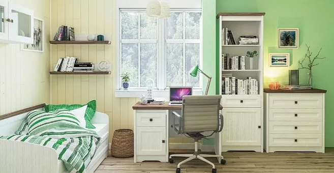 Спальный гарнитур Тиволи 3 (Белый структурный/ Дуб стирлинг) купить в Москве - фото №1