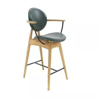 Стул барный Анастасия комфорт плюс спинка + подлокотники с натуральной кожей купить в Москве - фото №1