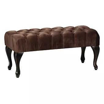 Банкетка с каретной стяжкой  велюр коричневый купить в Москве - фото №1