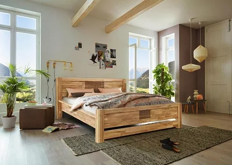 Двуспальная кровать "Валенсия", дуб массив 1600*2000 купить в Москве - фото №1