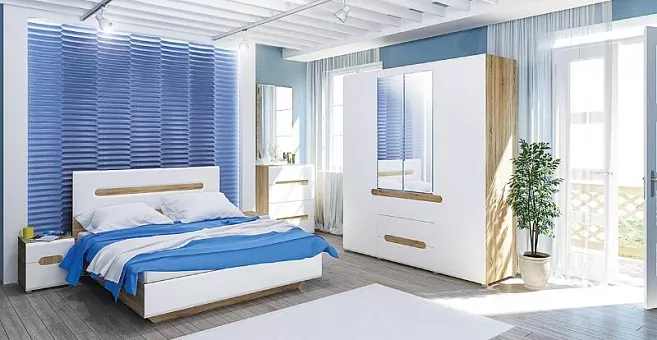 Спальный гарнитур Леонардо 1 (Белое дерево/дуб сонома) купить в Москве - фото №1