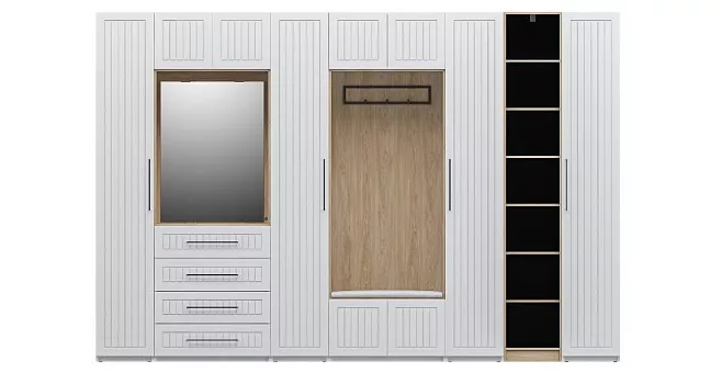 Набор мебели для прихожей Отис П7 МДФ/ПВХ (Белый) купить в Москве - фото №1