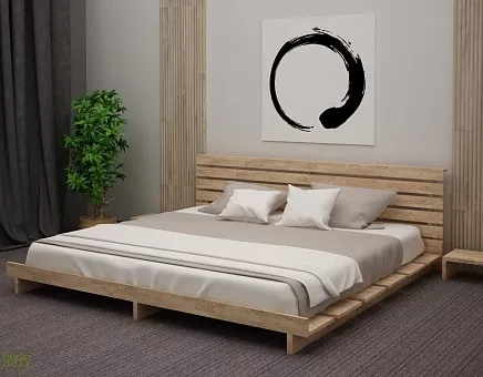 Кровать полутороспальная Япония 2 из массива дуба купить в Москве - фото №1