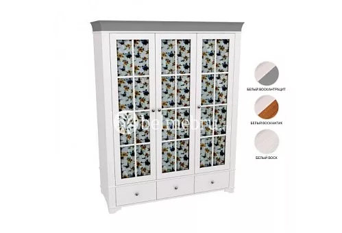 Шкаф 3х дверный со стеклянными дверями Бейли купить в Москве - фото №1