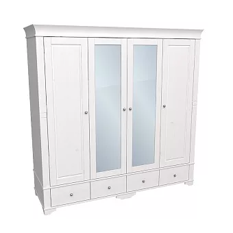 Шкаф 4х дверный Бейли с 2-мя глухими и 2-мя зеркальными дверями купить в Москве - фото №1