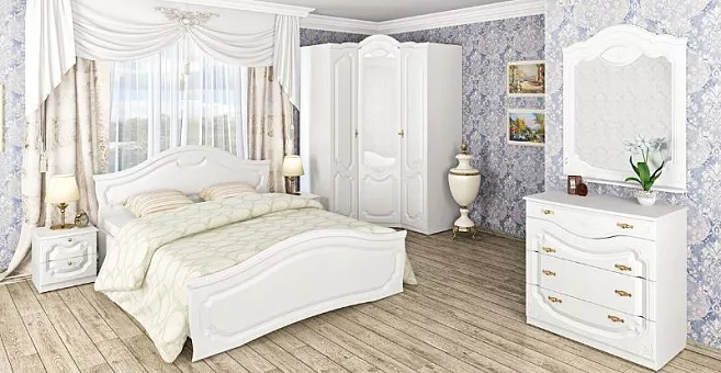 Спальный гарнитур Орхидея 1 (Белое дерево/Белый) купить в Москве - фото №1