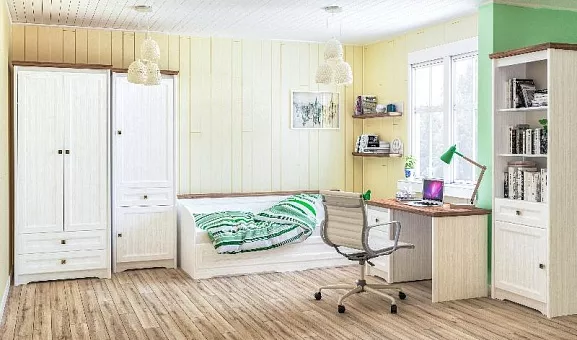 Спальный гарнитур Тиволи 2 (Белый структурный/ Дуб стирлинг) купить в Москве - фото №1