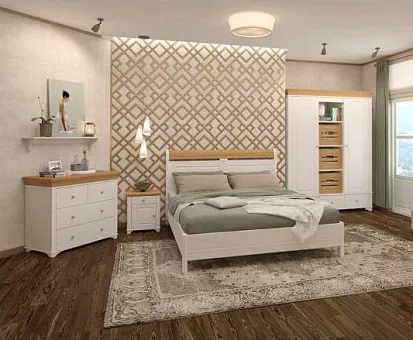 Спальный гарнитур Бейли 2 (цвет белый воск+антик) купить в Москве - фото №1