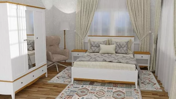 Спальный гарнитур Пенни (Белый воск/ Антик №24) купить в Москве - фото №1