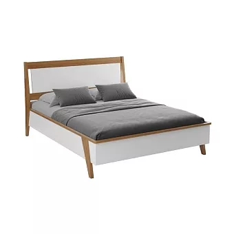 Двуспальная кровать Винтаж 160х200 белый лак/браун купить в Москве - фото №1