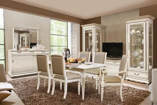 НАБОР МЕБЕЛИ ДЛЯ ГОСТИНОЙ ОСКАР 3 (цвет белая эмаль с патиной) купить в Москве - фото №1