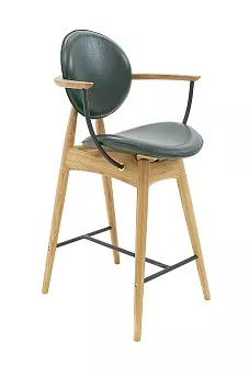 Стул полубарный Анастасия комфорт плюс спинка + подлокотники с натуральной кожей купить в Москве - фото №1