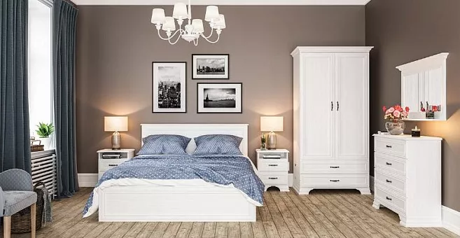 Спальный гарнитур Юнона (Белый структурный) купить в Москве - фото №1