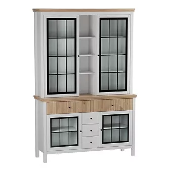 Буфет Сканди стеклянные двери белый/антик купить в Москве - фото №1