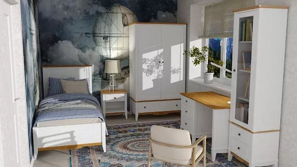 Спальный гарнитур Пенни 1 (Белый воск/ Антик №24) купить в Москве - фото №1