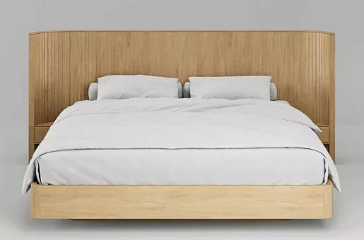 Двуспальная кровать Eclips (160) H910 с ящиками ЭК 202 Натуральный дуб купить в Москве - фото №1