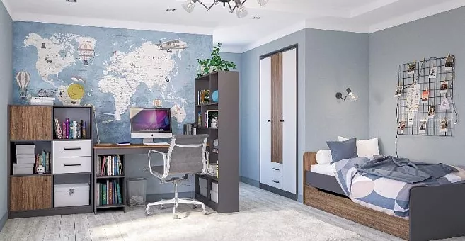 Спальный гарнитур Мальма 2 (Графит/Белый+Дуб Стирлинг) купить в Москве - фото №1