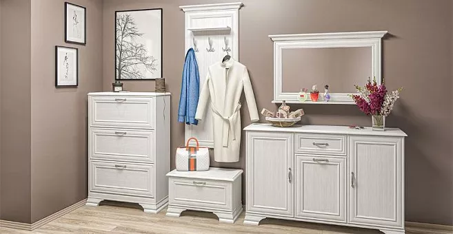 Набор мебели для прихожей Юнона (Белый структурный) купить в Москве - фото №1
