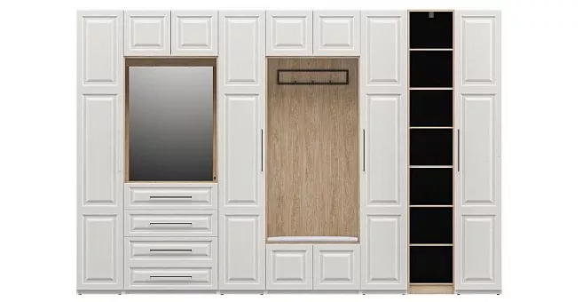 Набор мебели для прихожей Отис П8 МДФ/ПВХ (Крем крашенное дерево) купить в Москве - фото №1