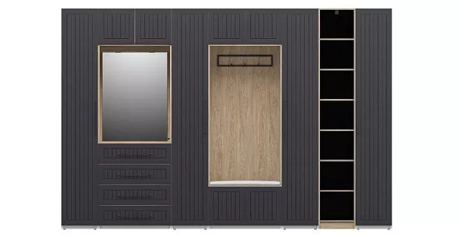 Набор мебели для прихожей Отис П6 МДФ/ПВХ (Графит) купить в Москве - фото №1