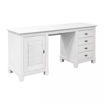 Стол письменный Рауна-14  2-х тумбовый белый воск купить в Москве - фото №1