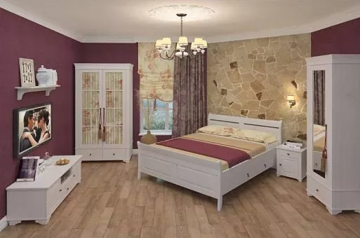 Спальный гарнитур Бейли 1 (цвет белый воск) купить в Москве - фото №1