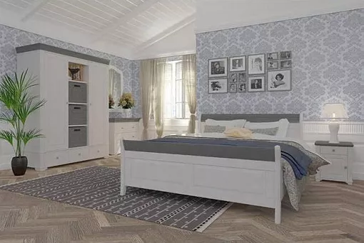 Спальный гарнитур Бейли 4 (цвет белый воск+серый воск) купить в Москве - фото №1